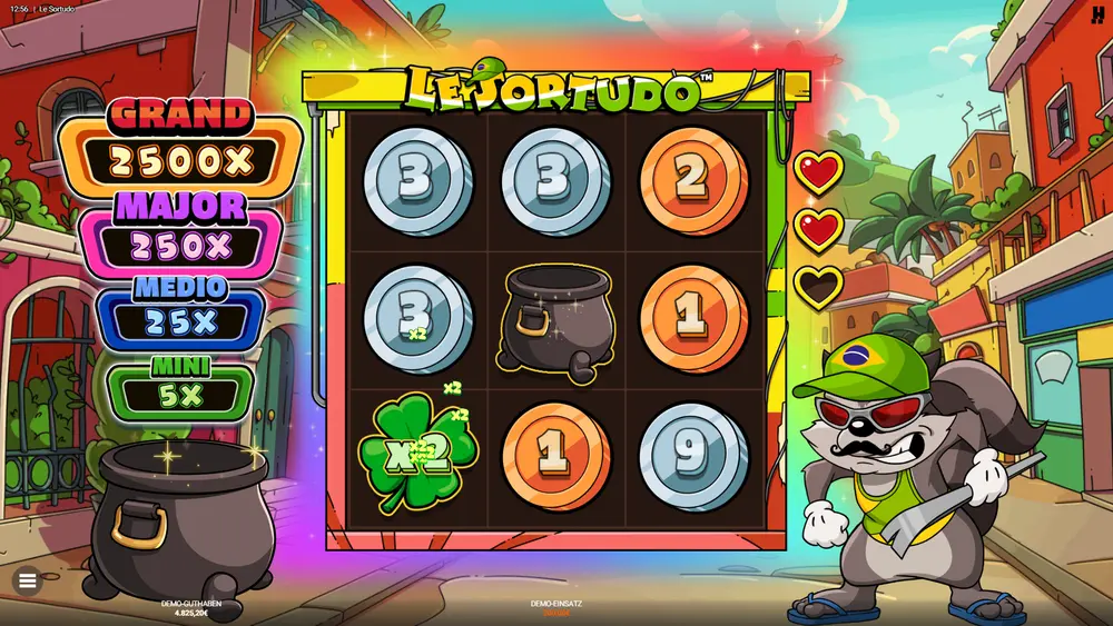 Le Sortudo Rainbow Epic Drop Start mit komplett gefülltem Raster aus Sondersymbolen